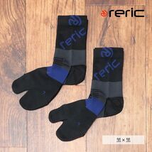 1円/reric/M(23-26cm)/2足セット 靴下 防菌 防臭 足首安定◎ 足袋型 レーシングソックス サイクリング メンズ 新品/黒×黒/hf210/_画像1