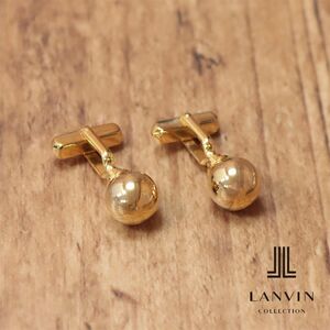 1円/LANVIN COLLECTION/カフリンクス 球体モチーフ エレガント 上品 お洒落 装飾 アクセサリー 日本製 カフス 新品/ゴールド/hf179/