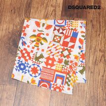 1円/DSQUARED2/イタリー製スカーフ FUM0017 幾何学 ノルディック レトロ 男女兼用 プレゼント 新品/白×オレンジ/hd828/_画像1