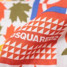 1円/DSQUARED2/イタリー製スカーフ FUM0017 幾何学 ノルディック レトロ 男女兼用 プレゼント 新品/白×オレンジ/hd828/_画像3