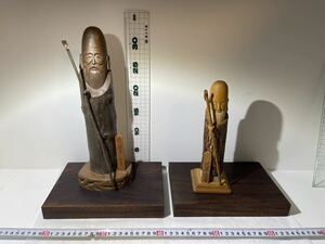 NN118 中国　木彫り　寿老人　置物　神様　縁起物　まとめ売り