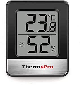 ブラック/1枚 ThermoProサーモプロ 湿度計 温度計 温湿度計デジタル 湿度計室内 大画面 見やすい 顔マーク 壁掛