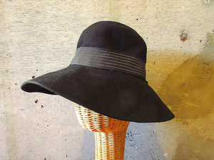 ビンテージ40’s50’s●Bennetレディースフェルトハット黒●231122k6-w-ht-flt 1940s1950s帽子ウールソフト帽