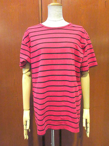 ビンテージ90’s●N.Y.L.半袖ボーダーTシャツ赤×黒size M●231102j2-m-tsh-str古着1990sUSA製