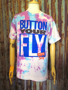 ビンテージ90’s●BUTTON YOUR FLYタイダイTシャツsize L●231119j5-m-tsh-td古着1990sシングルステッチ501リーバイスLevi's