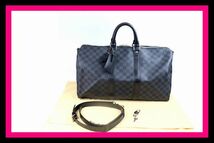 ●綺麗●LOUIS VUITTON/ルイ ヴィトン●キーポル バンドリエール 45●ダミエ グラフィット●N41418●ボストンバッグ●パドロック/キー/袋●_画像1