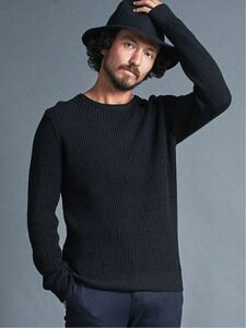 未使用美品 Magine マージン MELINO WAFFLE KNIT C/N L/S：メリノウール ワッフルクルーネック 44