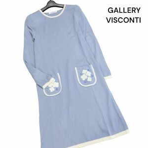 GALLERY VISCONTI ギャラリービスコンティ 秋冬 フラワー ポケット♪ 長袖 ウール混 ニット ワンピース Sz.2　レディース　K3T00883_A#E