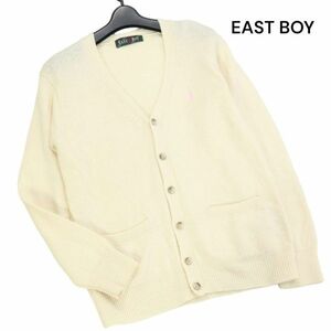 EAST BOY イーストボーイ 秋冬 ピンク刺繍♪ ウール ニット スクール カーディガン Sz.9　レディース 白 女子 学生 通学　K3T00863_A#N