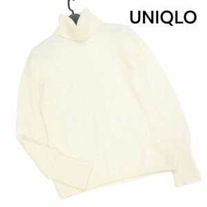 UNIQLO ユニクロ 高級 カシミヤ100%♪ 秋冬 タートルネック ニット セーター Sz.L　レディース 白　K3T00849_A#K