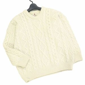 アイルランド製 carraigdonn キャレイグドン アラン編み♪ フィッシャーマン ウール ニット セーター Sz.XS　レディース　K3T00911_B#K