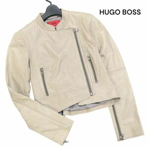 HUGO BOSS ヒューゴボス 羊革♪ リアル ラム レザー ライダース ジャケット Sz.XS　レディース　K3T00971_B#N