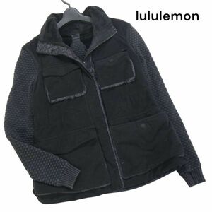 lululemon ルルレモン 秋冬 ニット切替♪ フリース ジャケット ブルゾン Sz.F　レディース ヨガ ピラティス トレーニング　K3T01030_B#N