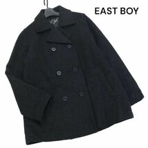 EAST BOY イーストボーイ 秋冬 メルトン ウール♪ スクール Pコート Sz.9　レディース グレー 女子 学生 通学　K3T01075_B#N_画像1