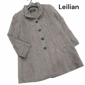 Leilian レリアン 高級 カシミヤ100%♪ 秋冬 ツイード シングル コート Sz.9　レディース 日本製　K3T01074_B#N