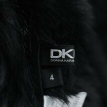 DKNY ダナキャラン 秋冬 豪華ファー♪ 高級 毛皮 リアル ムートン ジャケット コート Sz.4　レディース 黒　K3T01077_B#N_画像5