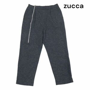 zucca ズッカ 秋冬 ジップ デザイン♪ ストライプ ウール ジャージー パンツ スラックス Sz.M　レディース グレー 日本製　K3B00316_B#Q