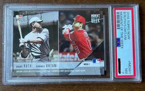 大谷翔平&ベーブルース Topps Now Moment of the Week #MOW1(PSA7)