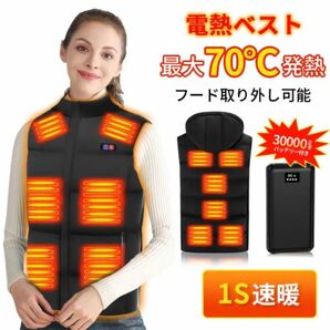 【2XL】電熱ベスト バッテリー付き 温度調節　サイズ調節　男女兼用　防寒　アウトドア　冬