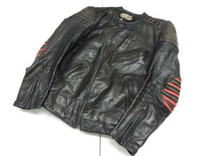 70S 80S VINTAGE EURO PADDED LEATHER RIDERS JACKET ユーロ フレンチ レザー パッド ライダース ジャケット 5サイズ S～M相当