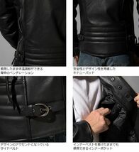 美品 LL 定価34980円 リューグーレザーズ Liugoo Leathers プロテクター パッド ライナー付き レザー シングル ライダース ジャケット XL黒_画像5