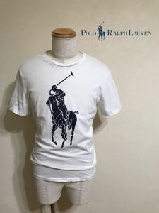 Polo Ralph Lauren ポロ ラルフローレン ビッグロゴ クルーネック Tシャツ ホワイト トップス サイズM 半袖 白 175/96A