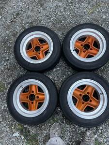 【中古】REVOLUTION レボリュ―ション 12×4.5J 4穴 PCD101.65 ET23 タイヤ ホイール セット オースティン ミニ レイランド ミニ