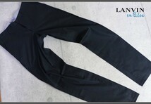 新品 ランバン オン ブルー 春夏 日本製 コットン スリム パンツ46/S 黒 定価2.4万円/LANVIN en Bleu/スラックス_画像1