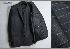  new goods Onward . mountain Selflex/ cell Flex autumn winter made in Japan is li feeling pinstripe three-piece suit YA5/ a little thin M/. ash /12 ten thousand 