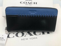 コーチ COACH 長財布 財布 ブラック ×ブルー スポーツ カーフ レザー 新品L75209 c157 _画像1