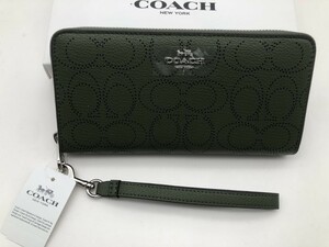 コーチ COACH 長財布 財布 パンチンググリーン 緑 ラウンドファスナー 新品C4715 財布e100B