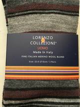 大特価 高品質 高級 新品 イタリア製 メリノウール混 メリノウールブレンド ソックス 3足組 靴下 メンズ 25-27cm 黒系柄 LORENZO UOMO_画像5
