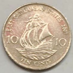 Страны за рубежом Восточный Карибский бассейн 10 центов 2007 года Элизабет II