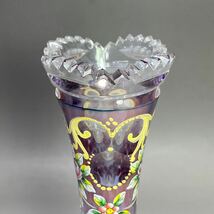 ボヘミアグラス 一輪挿し フラワーベース ガラス花瓶 ガラス工芸 美術品 花瓶 花器 花柄 切子 クリスタルガラス_画像2