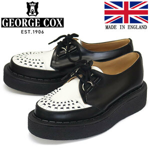 GEORGE COX (ジョージコックス) SKIPTON 3588 VI ラバーソール レザーシューズ 040031 BLACK/WHITE UK5.5-約24.5cm