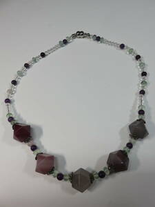 # natural stone large grain amethyst necklace quality written guarantee equipped 