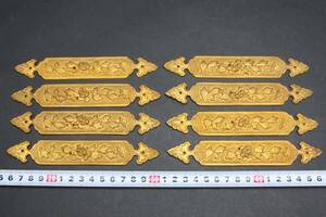 YF52351 8個 4対 金具 仏壇 金色装飾金具セット 古金具 神社仏閣 仏壇 メッキ