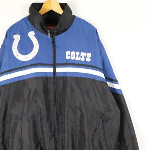 古着 大きいサイズ NFL公式 COLTS オフィシャルジャケット アメフト ブルゾン メンズUS-2XLサイズ ブラック×ブルー系 tn-1956