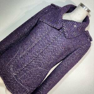 B525■MAX&Co★紫ヘリンボーン/ツイード★デザインジャケット■36