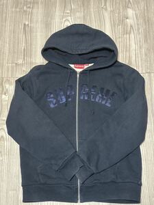 Supreme Arc Logo Thermal Zip Up Hoodie NAVY M シュプリーム サーマル ジップアップ パーカー