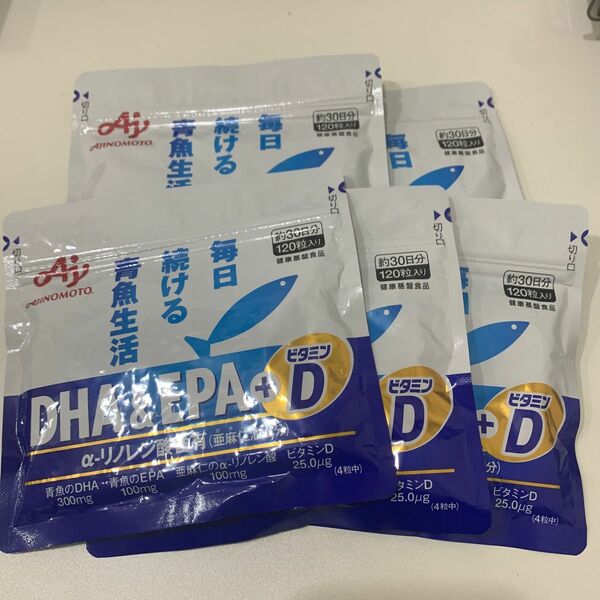 AJINOMOTO DHA＆EPA ＋ビタミンD 30日分 120粒 ×5袋