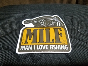 ★ステッカー★BASS FISHING　MILF MAN I LOVE FISHING 新品 ブラックバス バス釣り Size 縦約7cm×横約7cm 普通郵便発送 送料84円