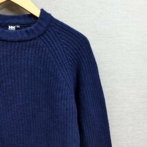 K345 HELLY HANSEN 長袖 ニット WL ブルー LIFA WOOL SWEATER 片畦 リブ 編み ランバージャック仕様 アウトドア タウン ヘリーハンセン_画像4