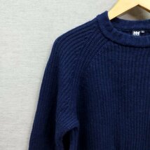 K345 HELLY HANSEN 長袖 ニット WL ブルー LIFA WOOL SWEATER 片畦 リブ 編み ランバージャック仕様 アウトドア タウン ヘリーハンセン_画像3