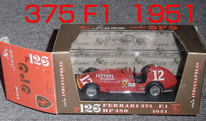 126 1/43 Ferrari 375F1 12 number car 1951 F1 Blum BRUMM Ferrari 375 F1