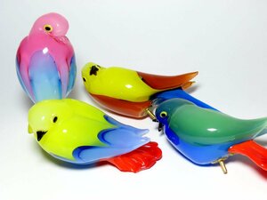 ■ベネチアングラス　　小鳥４ＰＣＳセット　　　〈同梱対象商品〉