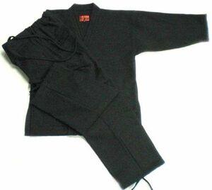 高級厚地ウール作務衣（チャコールグレー）　日本製