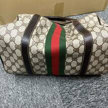 249.◎1円スタート◎【ジャンク品】GUCCI グッチ オールドグッチ ハンドバッグ ミニ ボストン GG柄 シェリーライン ブラウン【94719】_画像4