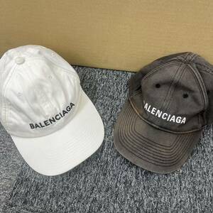 278.◎1円スタート◎【2点まとめ】BALENCIAGA バレンシアガ 帽子 キャップ ベースボール Lサイズ 白 黒 レディース メンズ【94994】