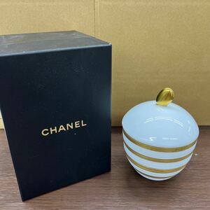 315.◎1円スタート◎CHANEL シャネル？ リモージュ シュガーポット J.L Coquet LIMOGES 小物入れ 雑貨 ホワイト×ゴールド 保存箱有